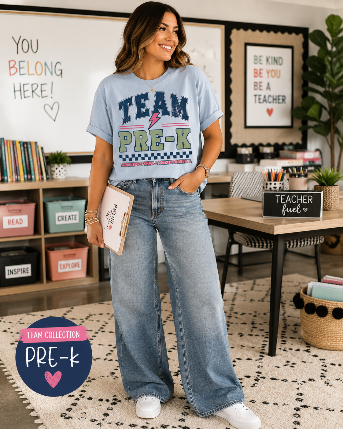 Pre-K Varsity Teacher Shirt | Custom Teacher Tee | Back to School Teacher Gift | Bella+Canvas 3001 Graphic T-Shirt