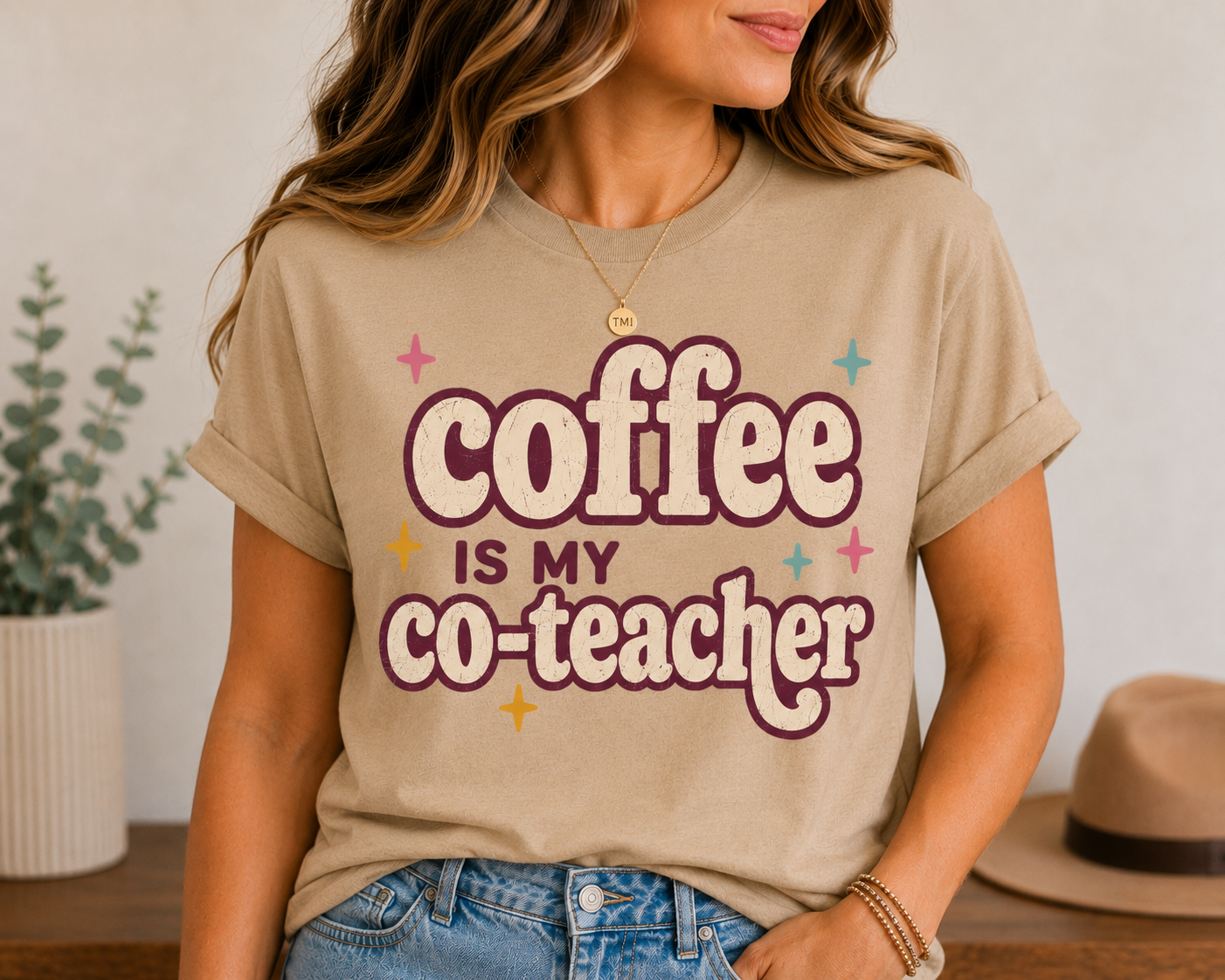 Coffee is my Co-worker Teacher Shirt | Bella+Canvas 3001 Graphic Tee | Coffee Lover Gift | Retro Teacher Tee