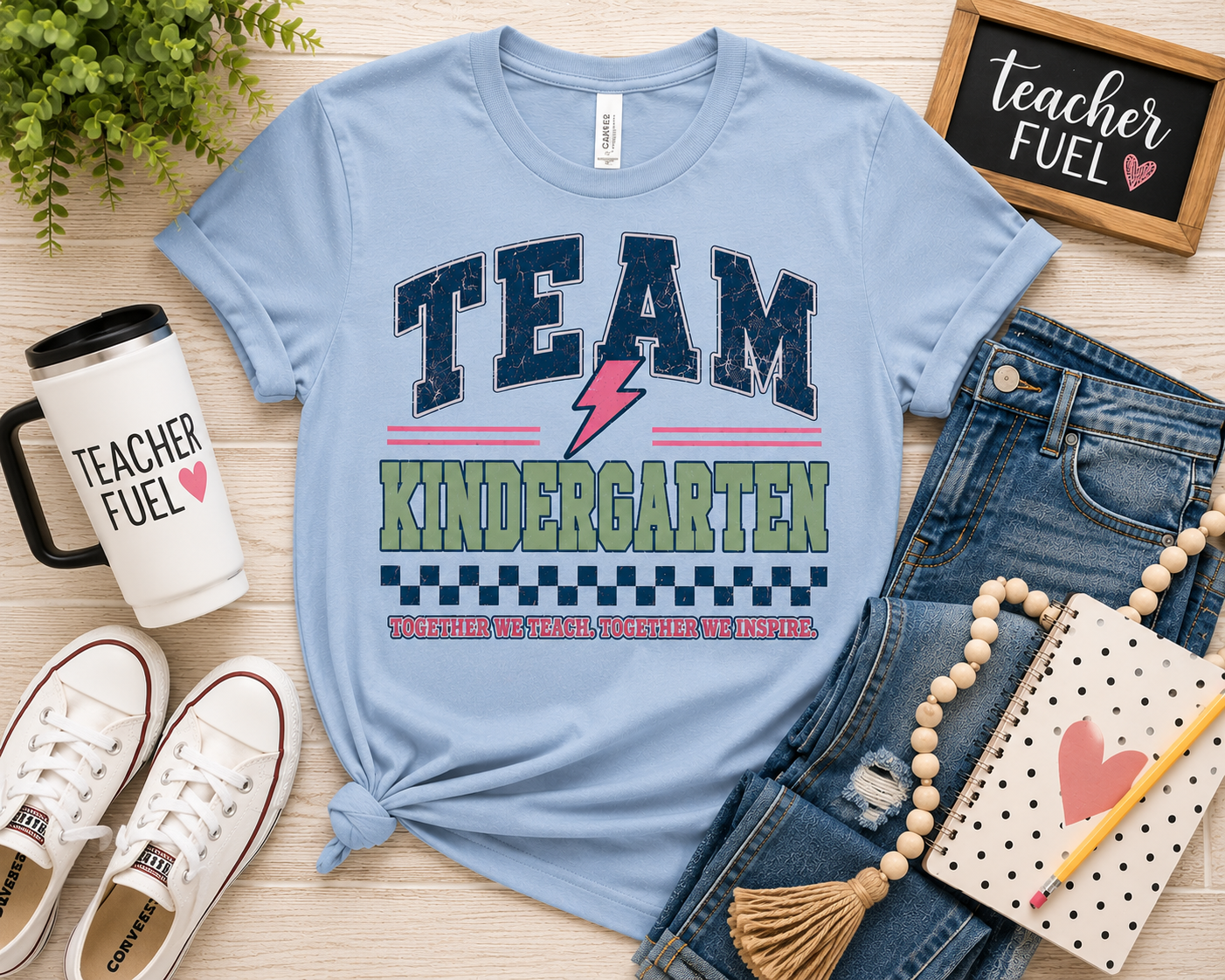 Kindergarten Varsity Teacher Shirt | Teacher Tee | Back to School Teacher Gift | Bella+Canvas 3001 Graphic T-Shirt