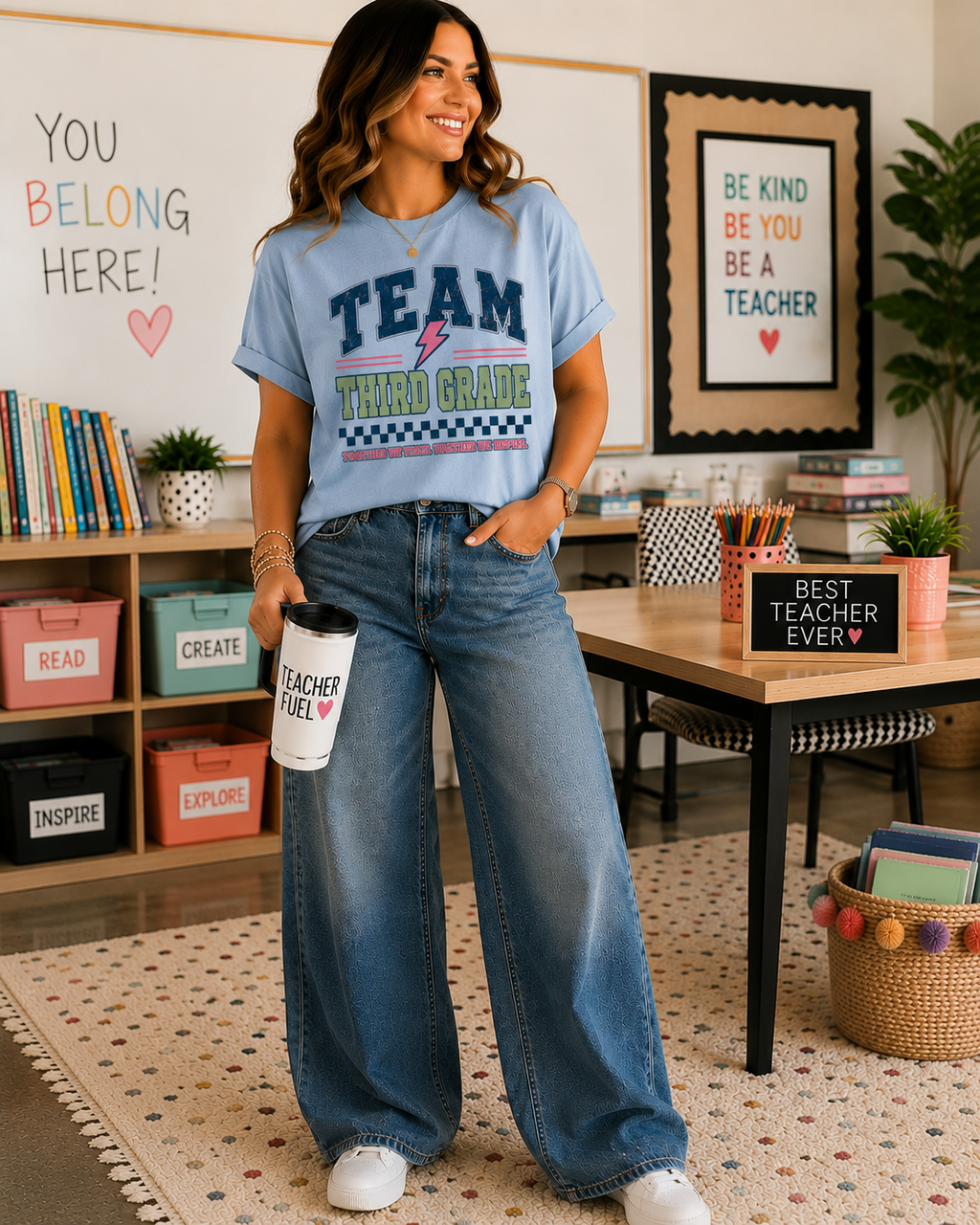 Third Grade Varsity Teacher Shirt | Custom Teacher Tee | Back to School Teacher Gift | Bella+Canvas 3001 Graphic T-Shirt