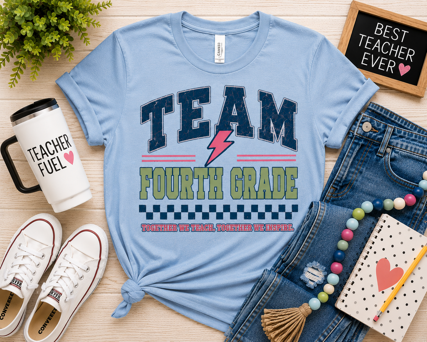 Fourth Grade Varsity Teacher Shirt | Custom Teacher Tee | Back to School Teacher Gift | Bella+Canvas 3001 Graphic T-Shirt