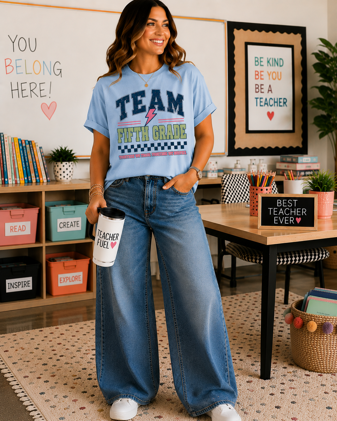 Fifth Grade Varsity Teacher Shirt | Custom Teacher Tee | Back to School Teacher Gift | Bella+Canvas 3001 Graphic T-Shirt