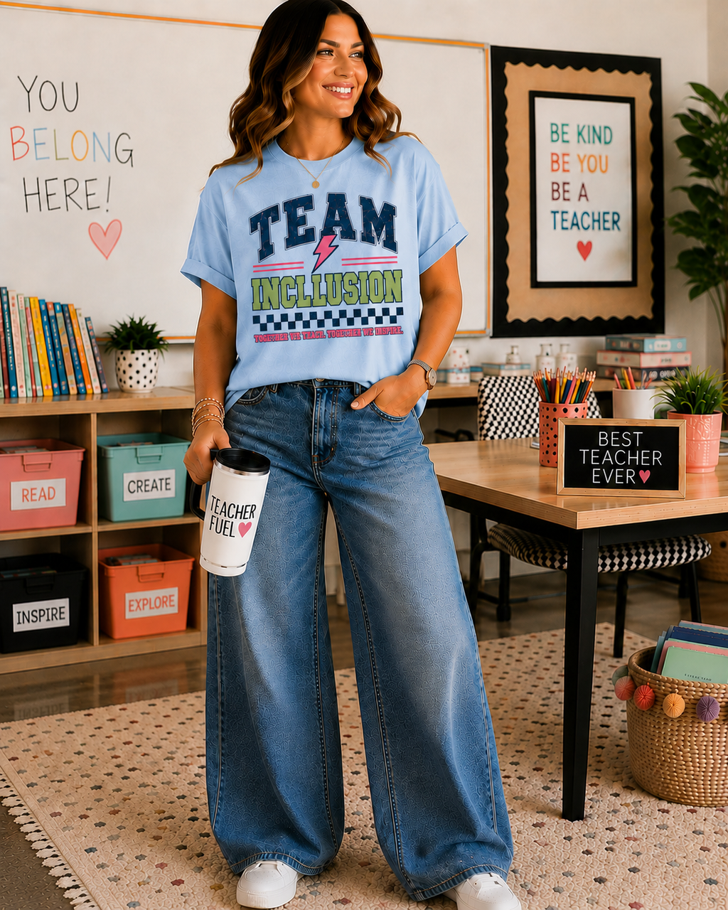 Team Inclusion SPED Varsity Teacher Shirt | Custom Teacher Tee | Back to School Teacher Gift | Bella+Canvas 3001 Graphic T-Shirt