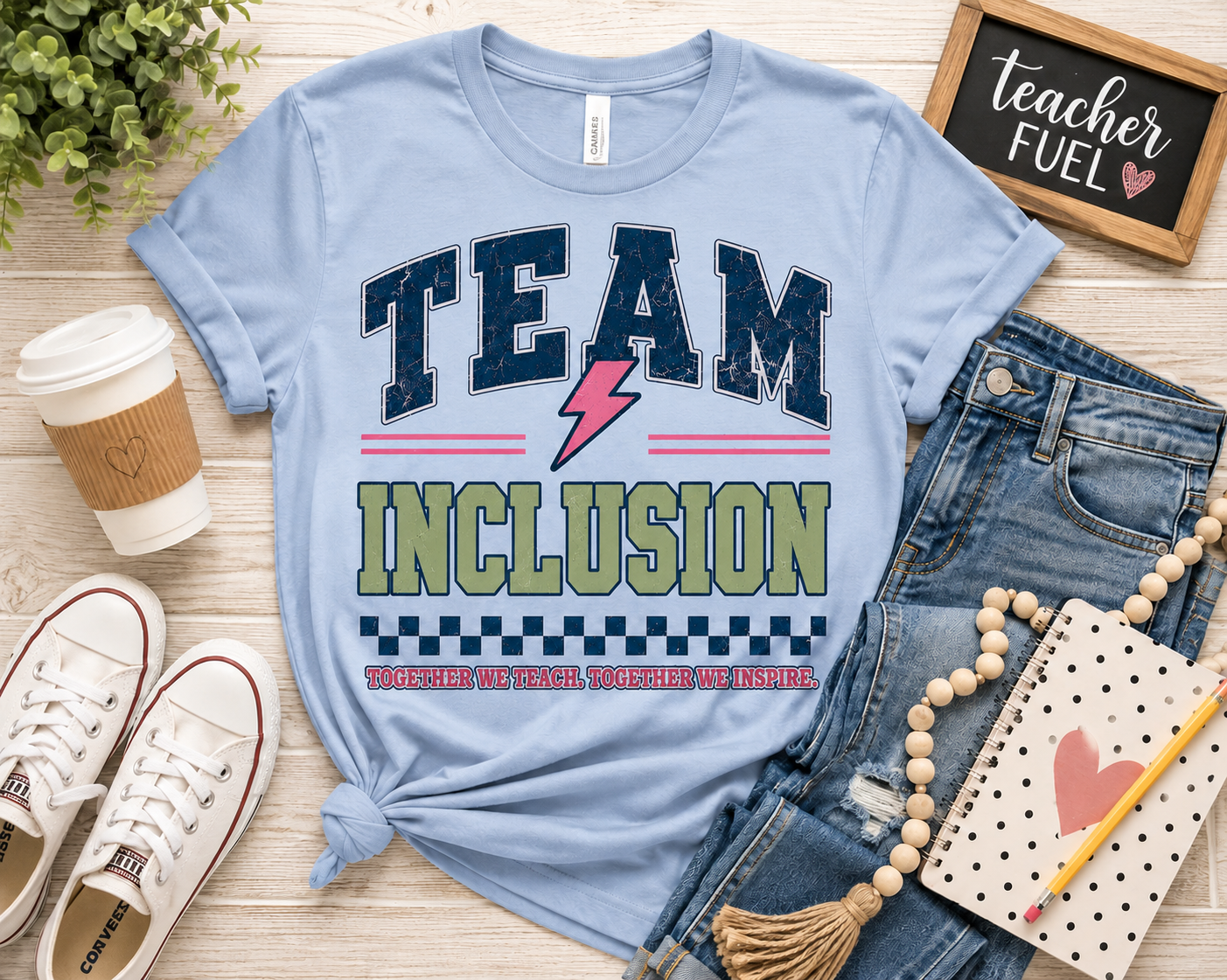 Team Inclusion SPED Varsity Teacher Shirt | Custom Teacher Tee | Back to School Teacher Gift | Bella+Canvas 3001 Graphic T-Shirt
