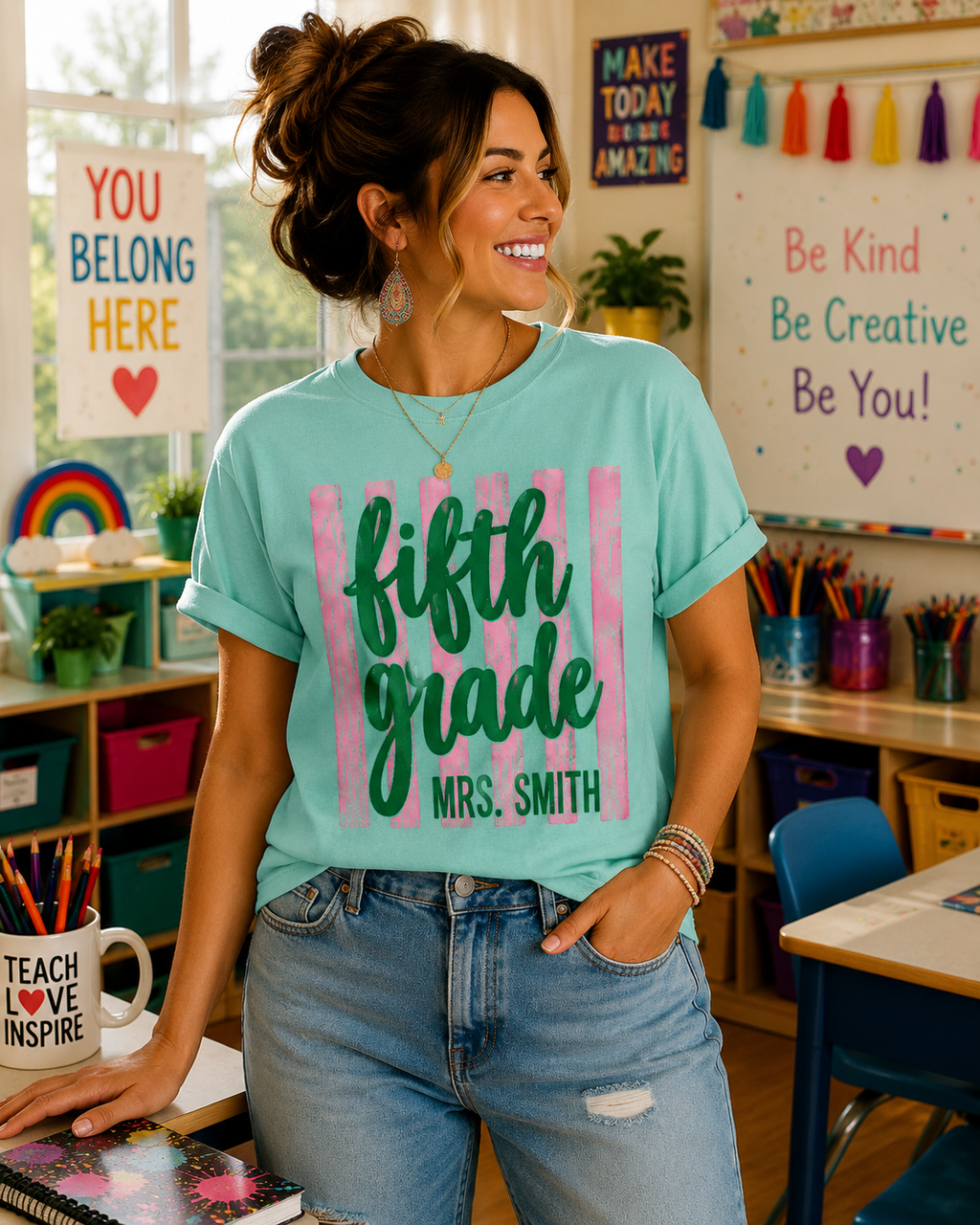 Personalized Fifth Grade Teacher Shirt | 5th Grade Team Tee | Painted Script Back to School Shirt