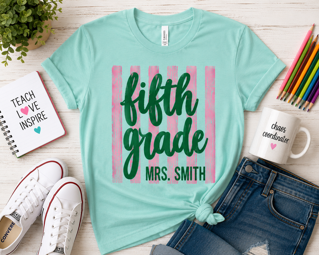 Personalized Fifth Grade Teacher Shirt | 5th Grade Team Tee | Painted Script Back to School Shirt