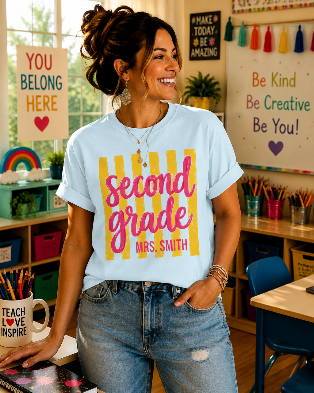 Personalized Second Grade Teacher Shirt | 2nd Grade Team Tee | Painted Script Back to School Shirt