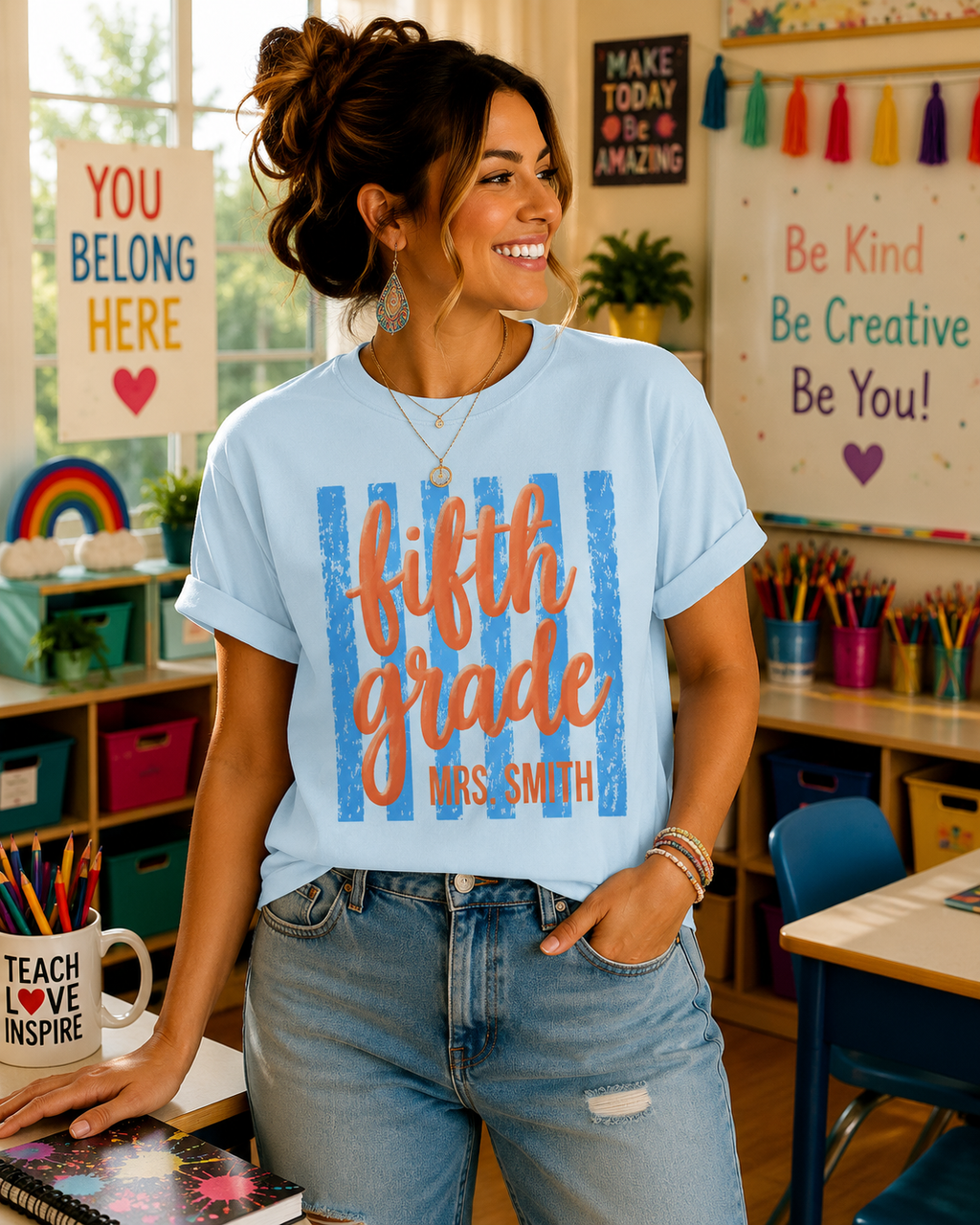 Personalized Fifth Grade Teacher Shirt | 5th Grade Team Tee | Painted Script Back to School Shirt
