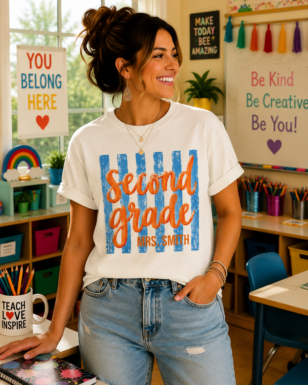 Personalized Second Grade Teacher Shirt | 2nd Grade Team Tee | Painted Script Back to School Shirt