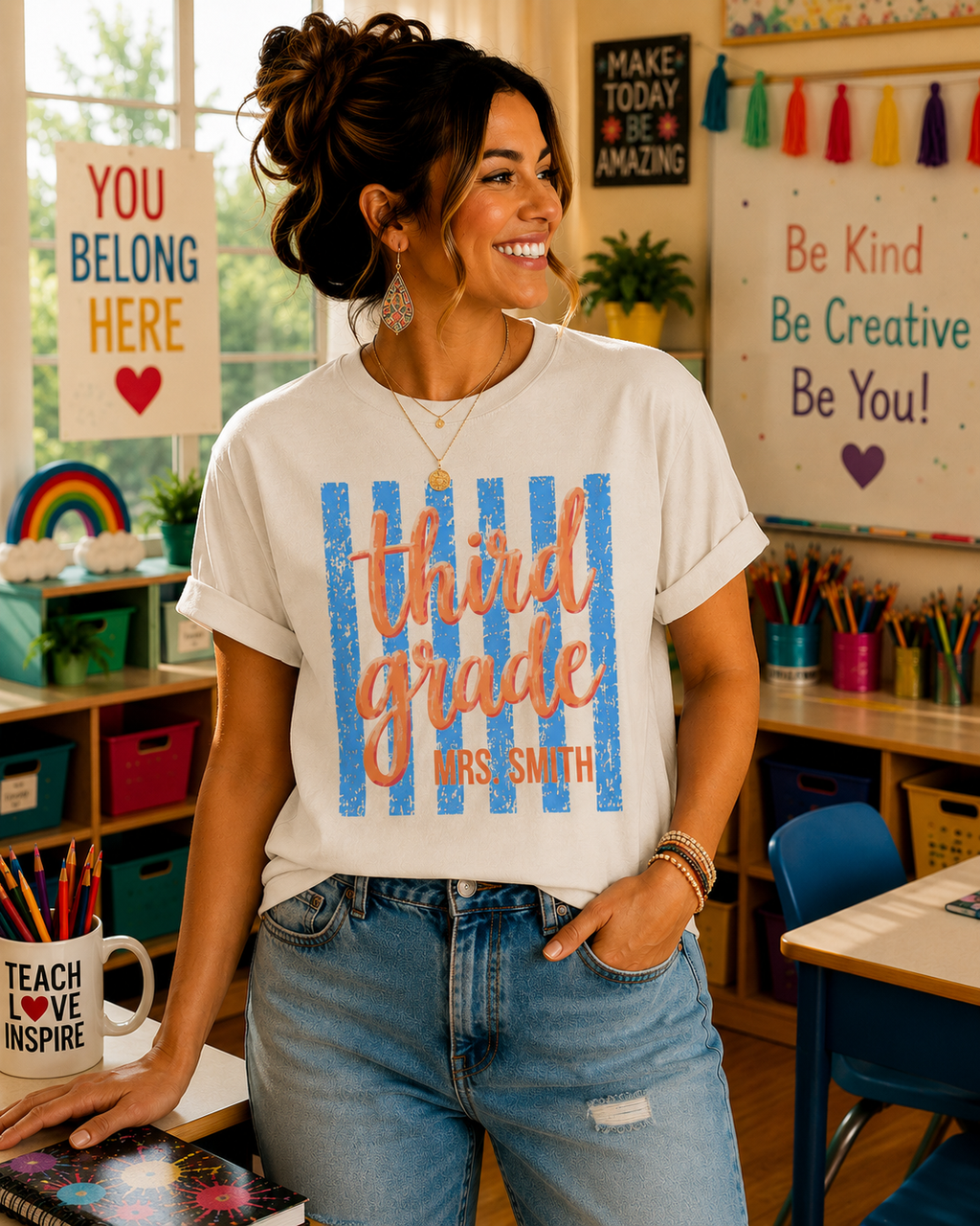 Personalized Third Grade Teacher Shirt | 3rd Grade Team Tee | Painted Script Back to School Shirt