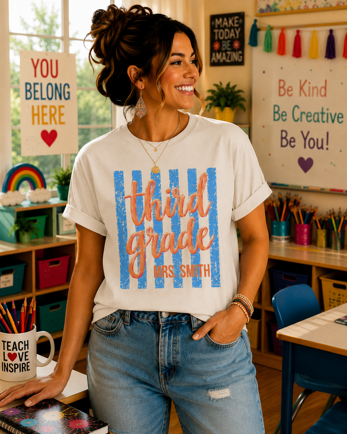 Personalized Third Grade Teacher Shirt | 3rd Grade Team Tee | Painted Script Back to School Shirt