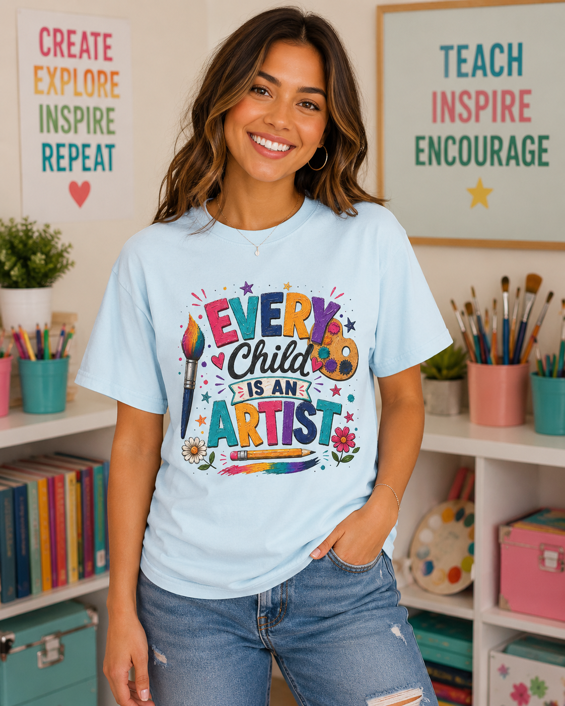 Every Child Is an Artist Shirt | Art Teacher Shirt | Elementary Art Teacher Gift | Inspirational Teacher Tee | Creative Classroom Shirt | Back to School Teacher Gift