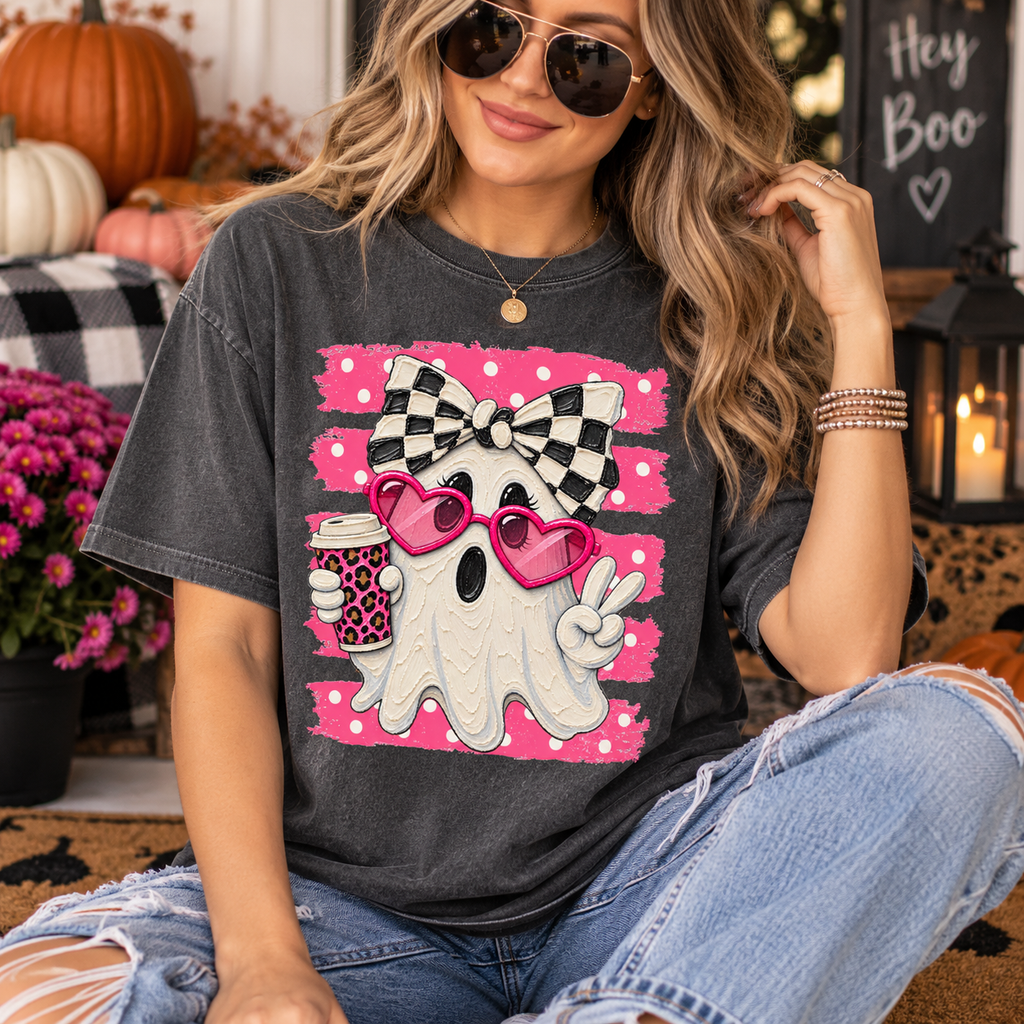 Pink Ghost Halloween Shirt | Cute Retro Comfort Colors Tee