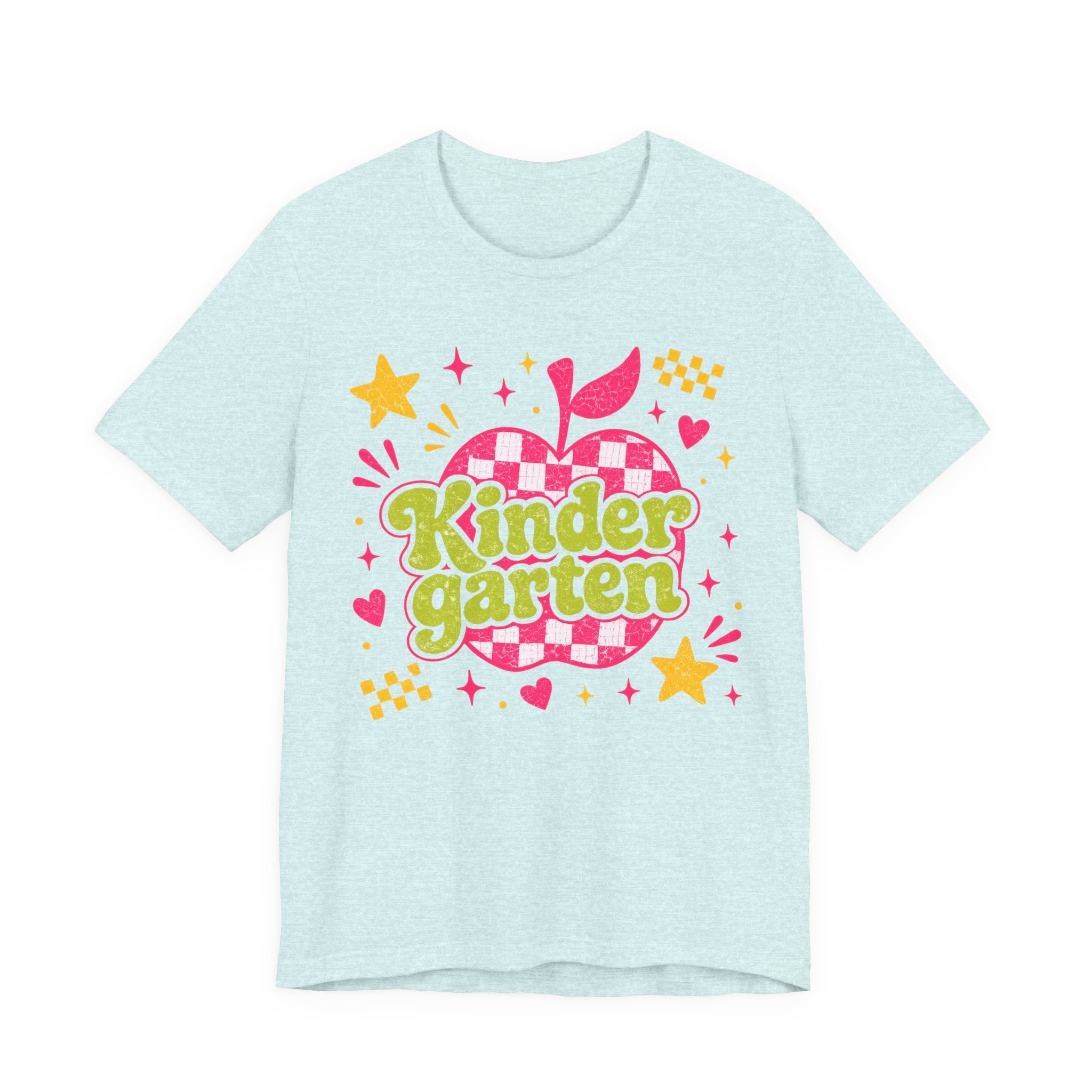 Retro Kindergarten Teacher Shirt | Cute Checkerboard Teacher Tee | Colorful Back to School Bella Canvas 3001