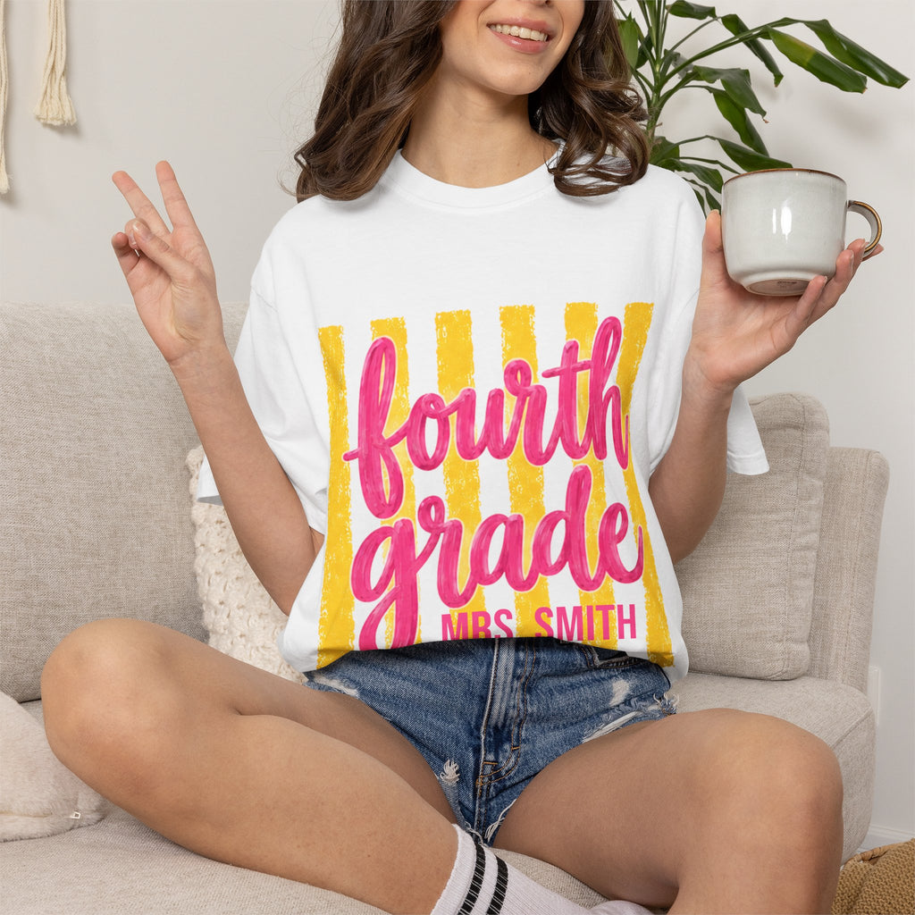 Personalized Fourth Grade Teacher Shirt | 4th Grade Team Tee | Painted Script Back to School Shirt