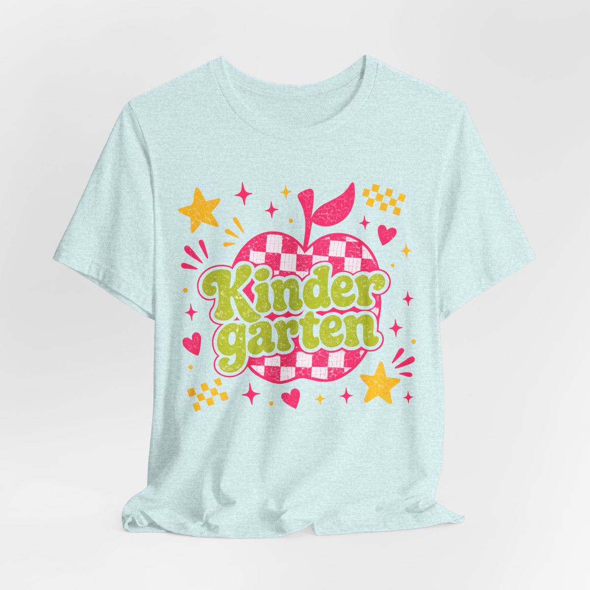Retro Kindergarten Teacher Shirt | Cute Checkerboard Teacher Tee | Colorful Back to School Bella Canvas 3001