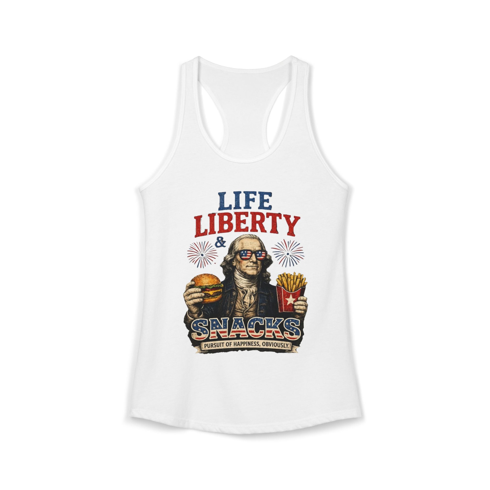 Life Liberty & Snacks | Vintage Fourth of July Women's Ideal Racerback Tank