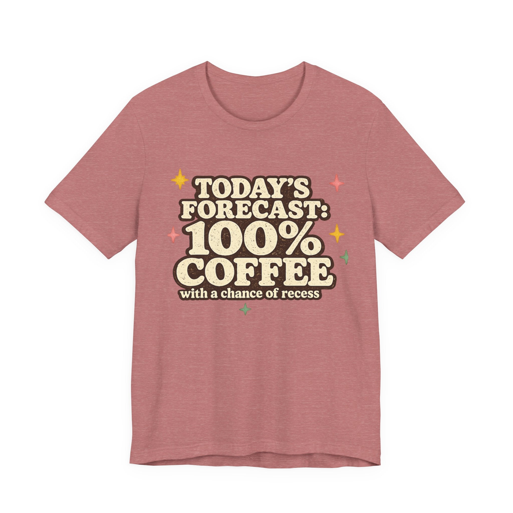 Coffee With a Chance of Recess Teacher Shirt | Bella+Canvas 3001 Graphic Tee | Coffee Lover Gift | Retro Teacher Tee