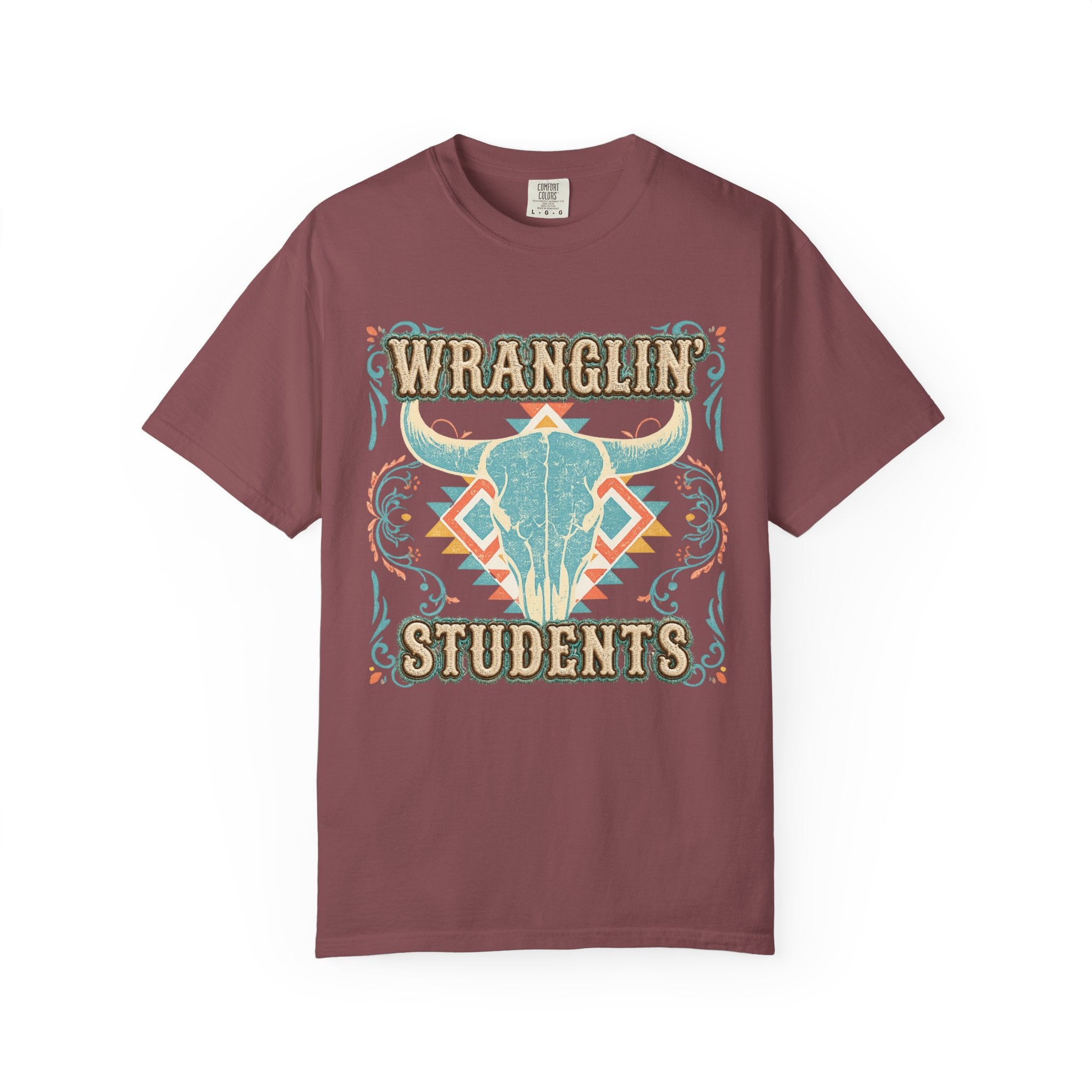 Wranglin' Students Western Teacher Shirt | Retro Cowgirl Teacher Tee | Vintage Western Classroom Graphic | Cute Country Teacher T-Shirt | Back to School Gift