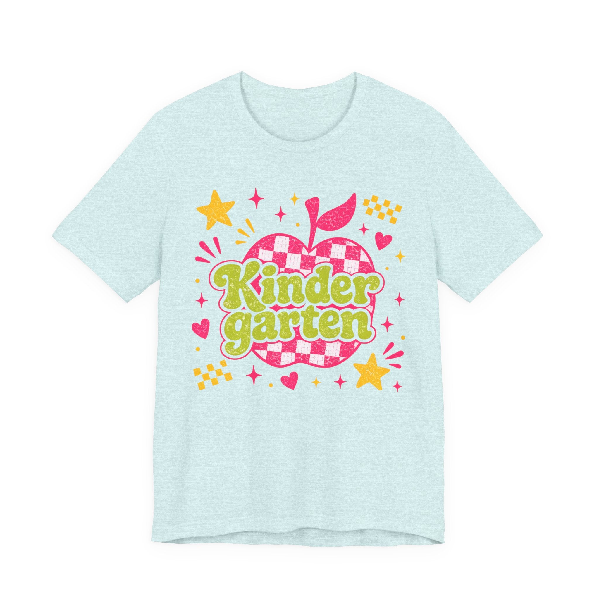 Retro Kindergarten Teacher Shirt | Cute Checkerboard Teacher Tee | Colorful Back to School Bella Canvas 3001