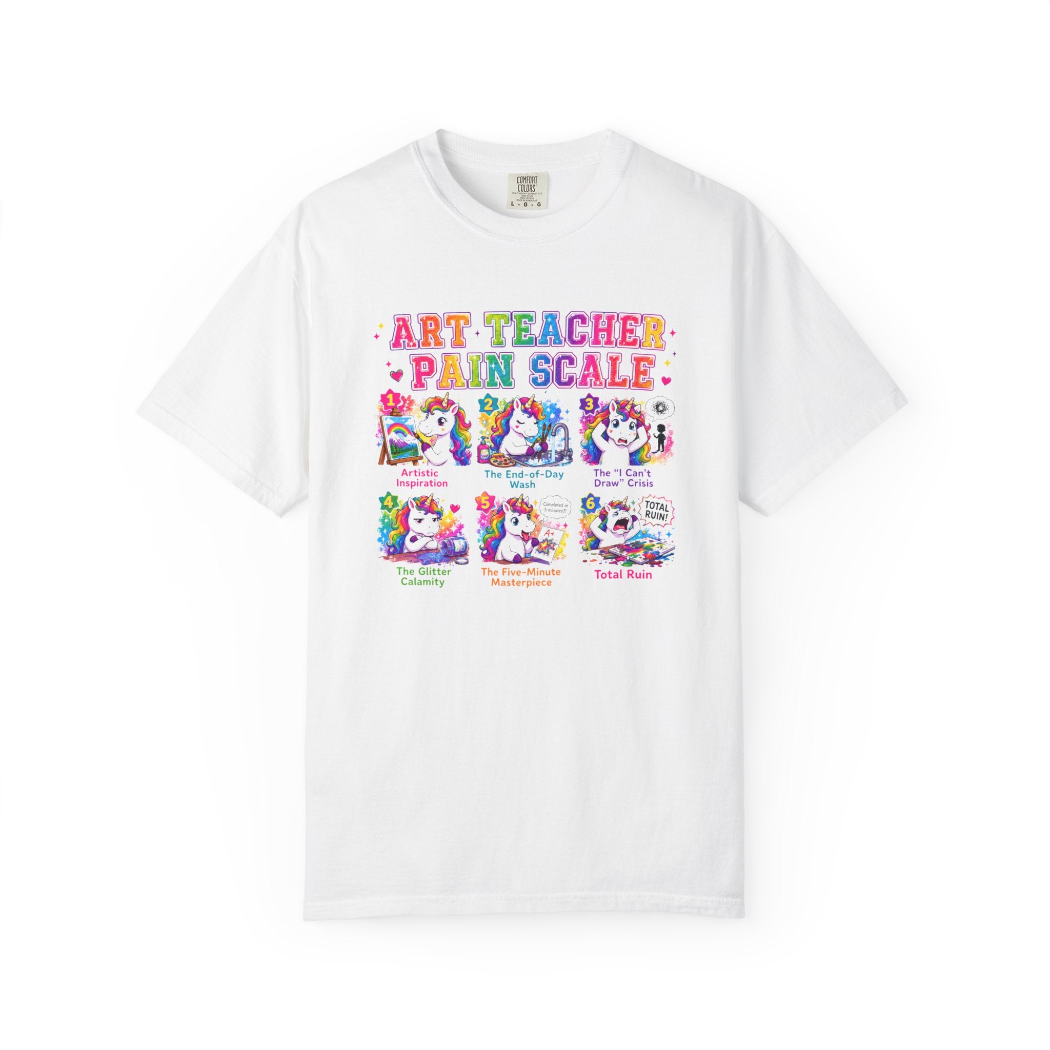 Art Teacher Pain Scale Shirt | Funny Art Teacher T-Shirt | Elementary Art Teacher Gift | Back to School Teacher Tee | Creative Teacher Graphic Tee
