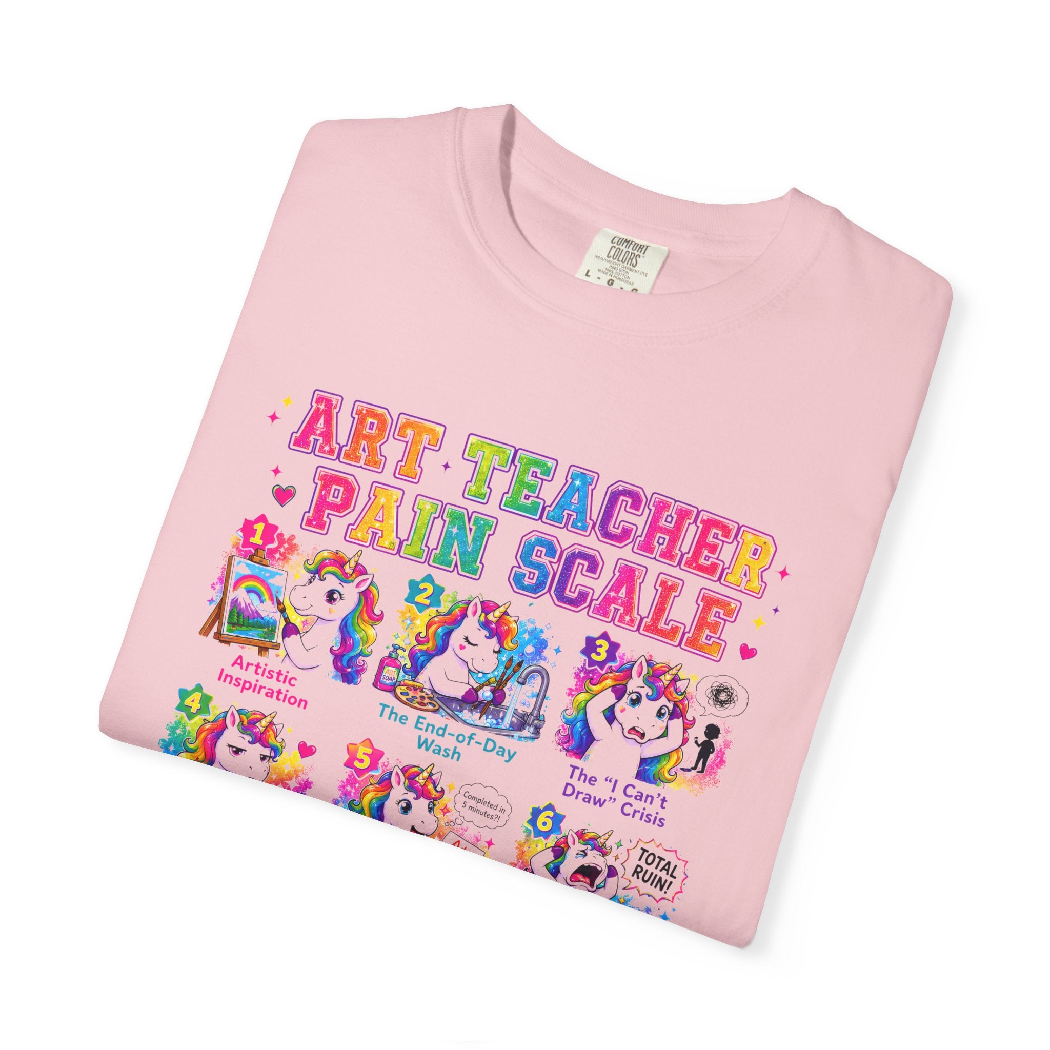 Art Teacher Pain Scale Shirt | Funny Art Teacher T-Shirt | Elementary Art Teacher Gift | Back to School Teacher Tee | Creative Teacher Graphic Tee