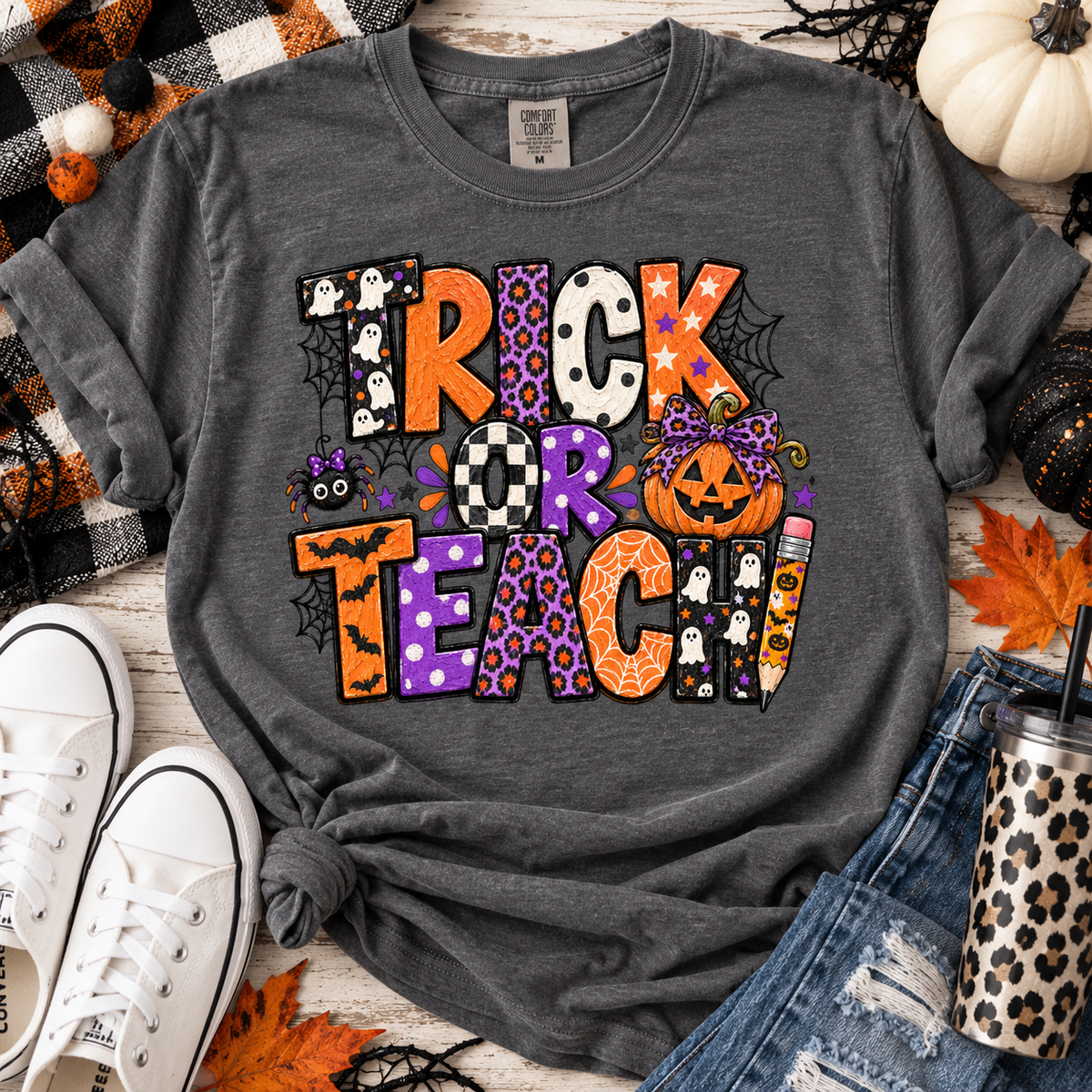 Trick or Teach Halloween Teacher Tee
