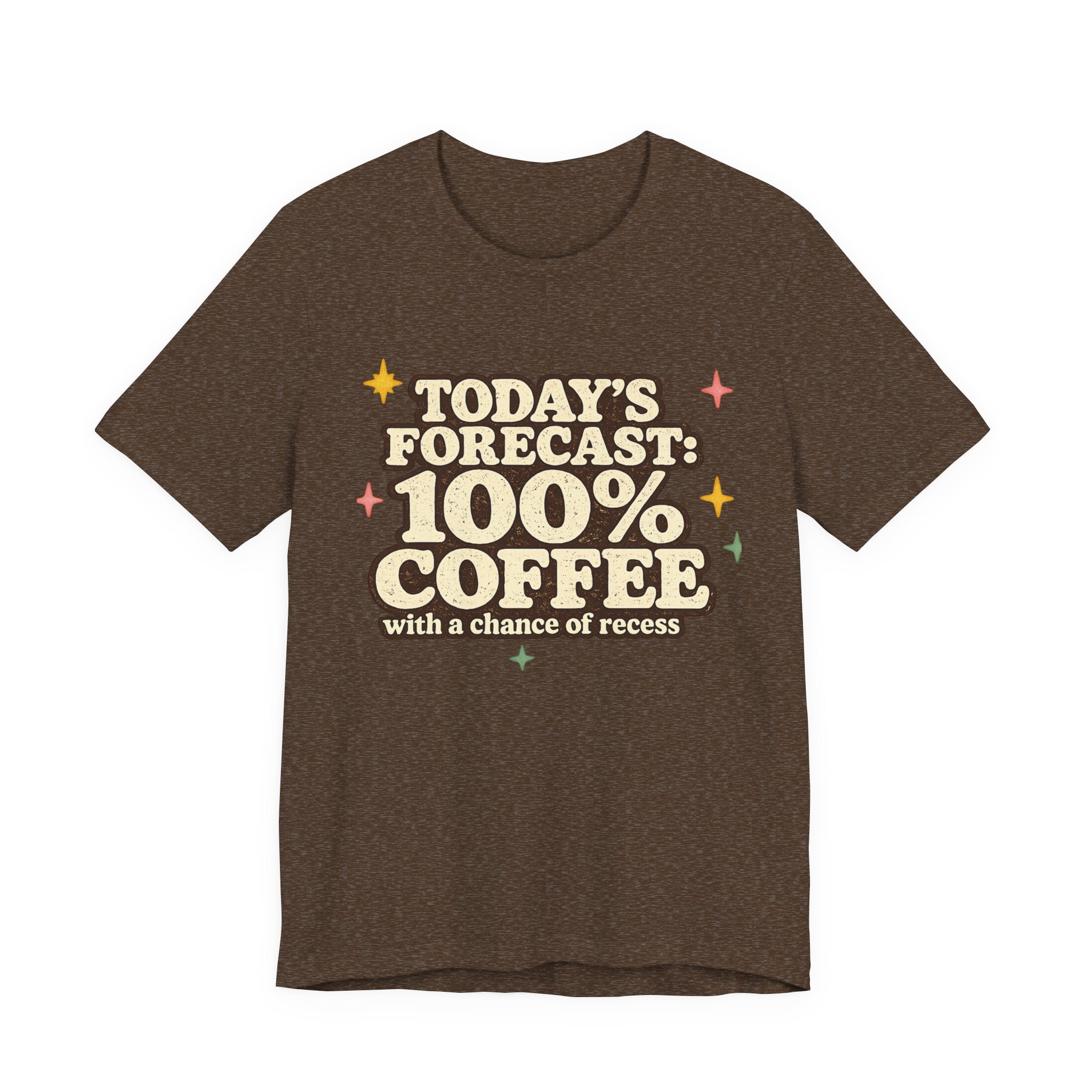 Coffee With a Chance of Recess Teacher Shirt | Bella+Canvas 3001 Graphic Tee | Coffee Lover Gift | Retro Teacher Tee