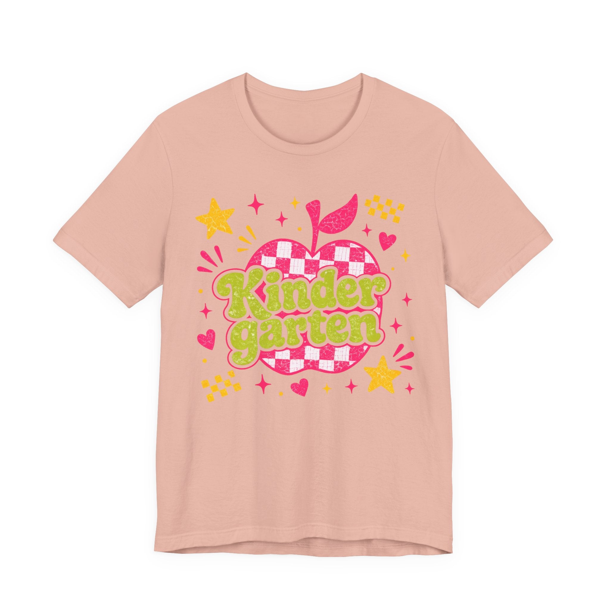 Retro Kindergarten Teacher Shirt | Cute Checkerboard Teacher Tee | Colorful Back to School Bella Canvas 3001
