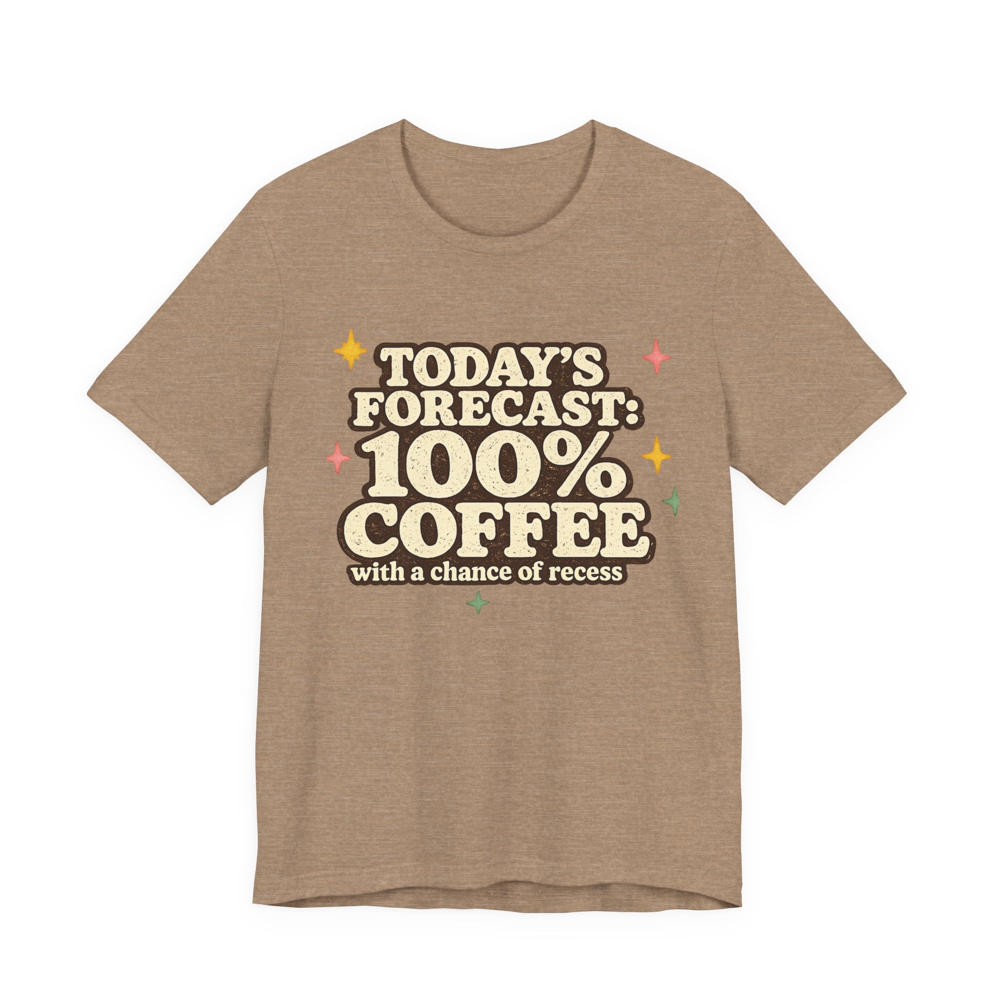 Coffee With a Chance of Recess Teacher Shirt | Bella+Canvas 3001 Graphic Tee | Coffee Lover Gift | Retro Teacher Tee