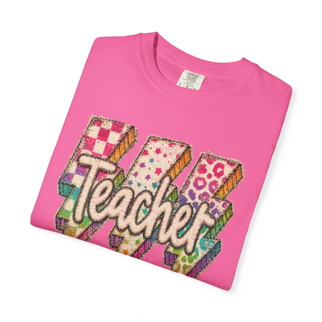 Teacher Lightning Bolt Shirt | Retro Teacher T-Shirt | Colorful Back to School Teacher Tee | Cute Teacher Gift | Comfort Colors Graphic Tee