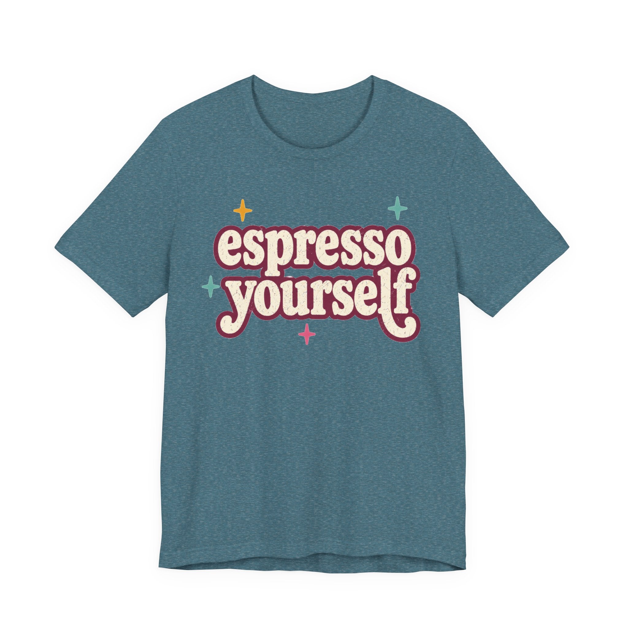Espresso Yourself Teacher Shirt | Bella+Canvas 3001 Graphic Tee | Coffee Lover Gift | Retro Teacher Tee