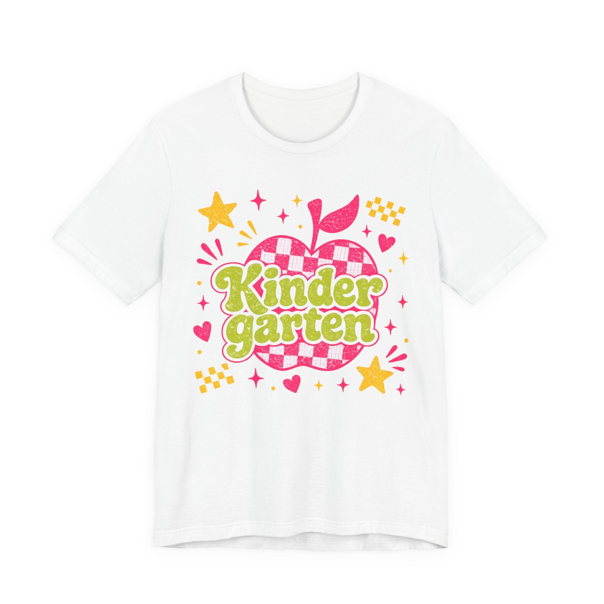 Retro Kindergarten Teacher Shirt | Cute Checkerboard Teacher Tee | Colorful Back to School Bella Canvas 3001