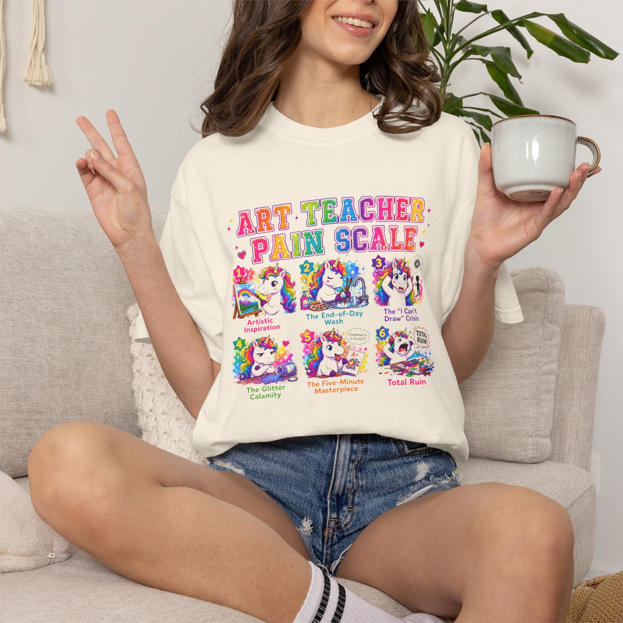Art Teacher Pain Scale Shirt | Funny Art Teacher T-Shirt | Elementary Art Teacher Gift | Back to School Teacher Tee | Creative Teacher Graphic Tee