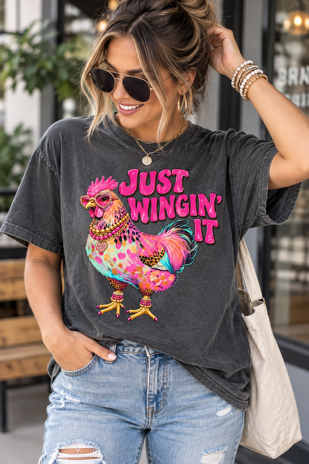 Winging It Retro Graphic Tee | Funny Everyday Shirt