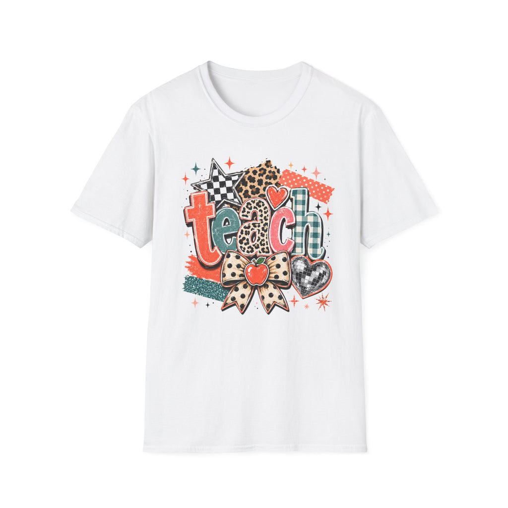 Teach Teacher Shirt | Retro Colorful Teacher Tee | Coquette Teacher Shirt