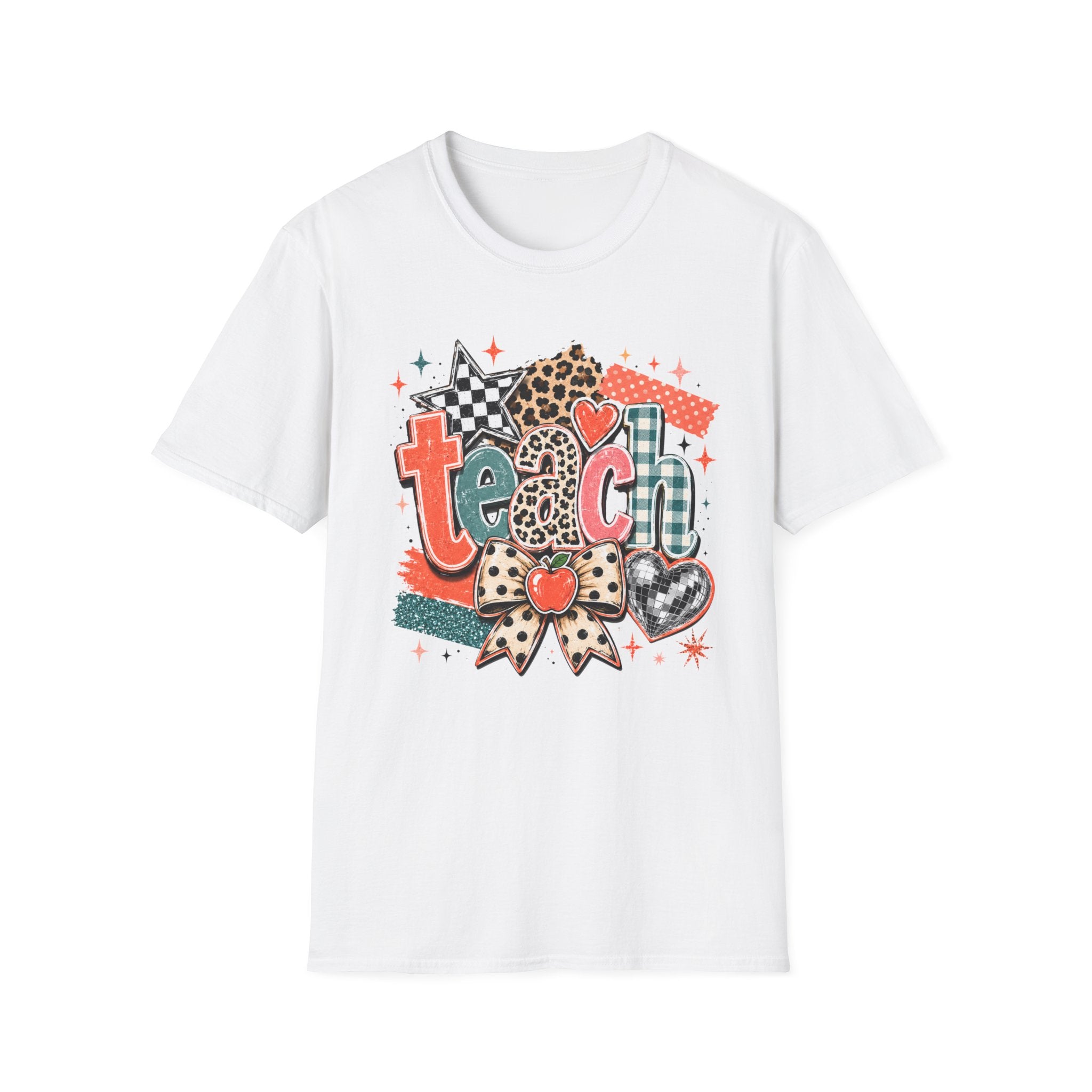 Teach Teacher Shirt | Retro Colorful Teacher Tee | Coquette Teacher Shirt