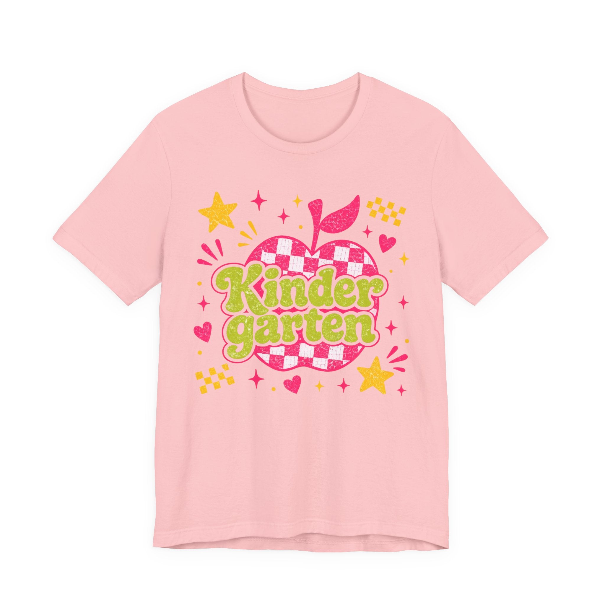 Retro Kindergarten Teacher Shirt | Cute Checkerboard Teacher Tee | Colorful Back to School Bella Canvas 3001