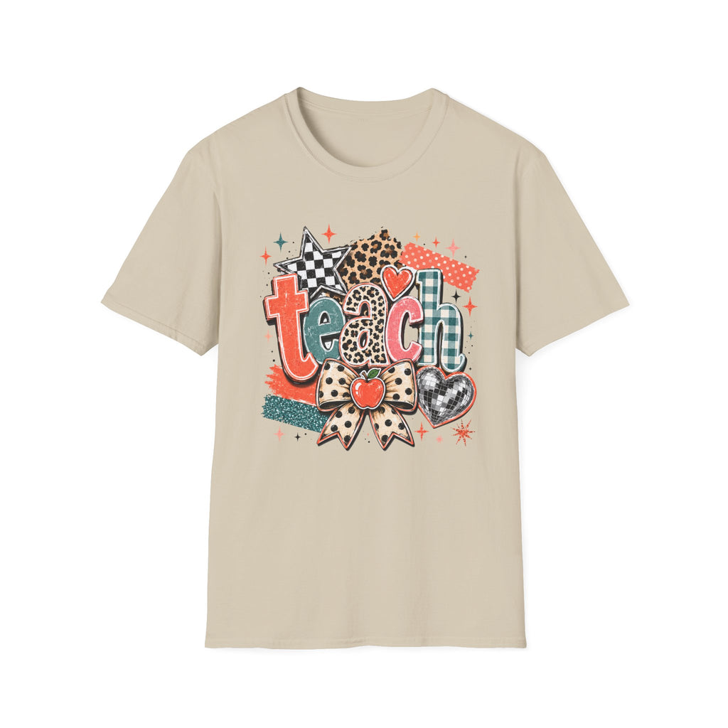 Teach Teacher Shirt | Retro Colorful Teacher Tee | Coquette Teacher Shirt