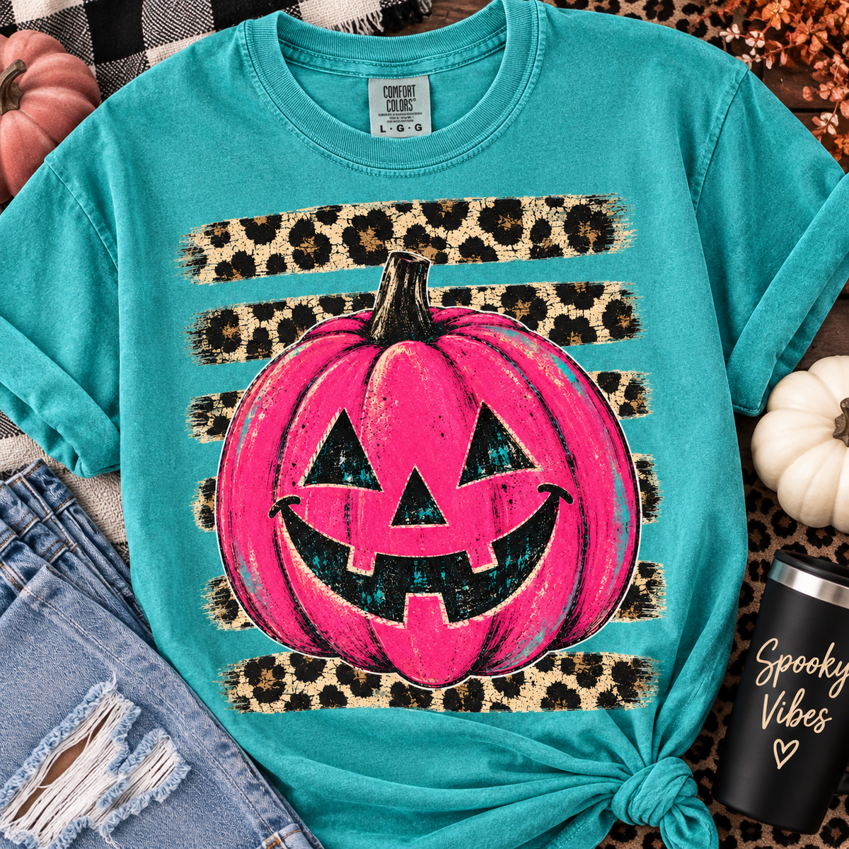 Pink Leopard Pumpkin Halloween Shirt