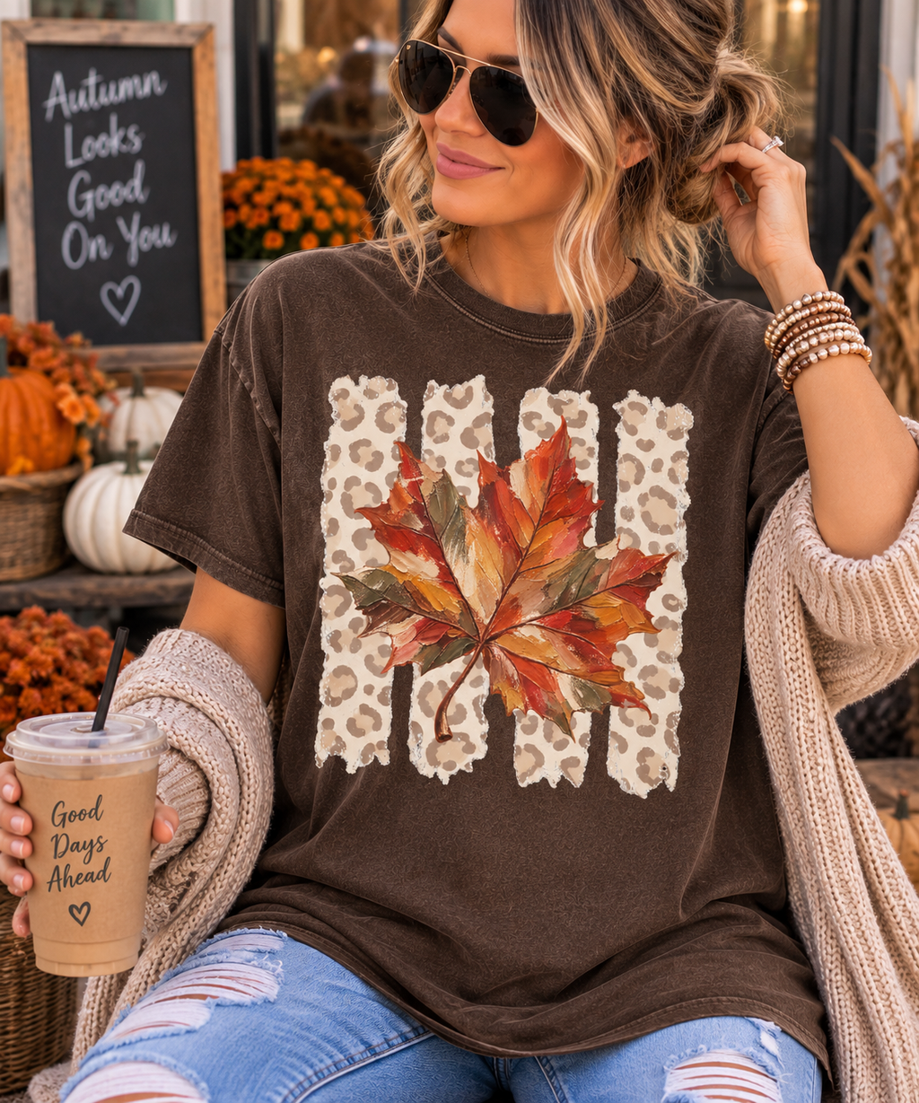 Painted Autumn Leaf • Comfort Colors Tee