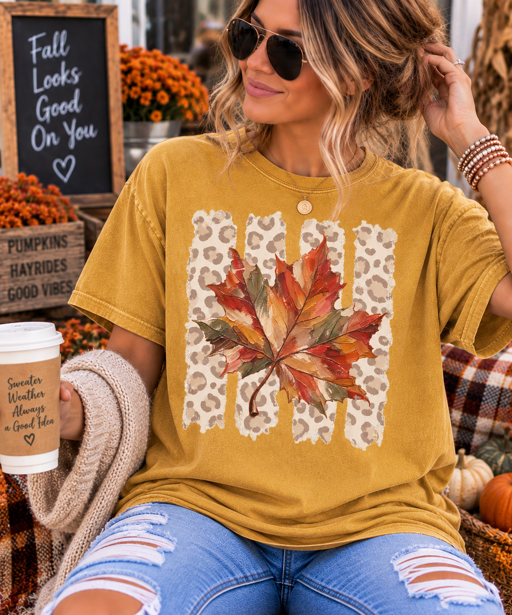 Painted Autumn Leaf • Comfort Colors Tee
